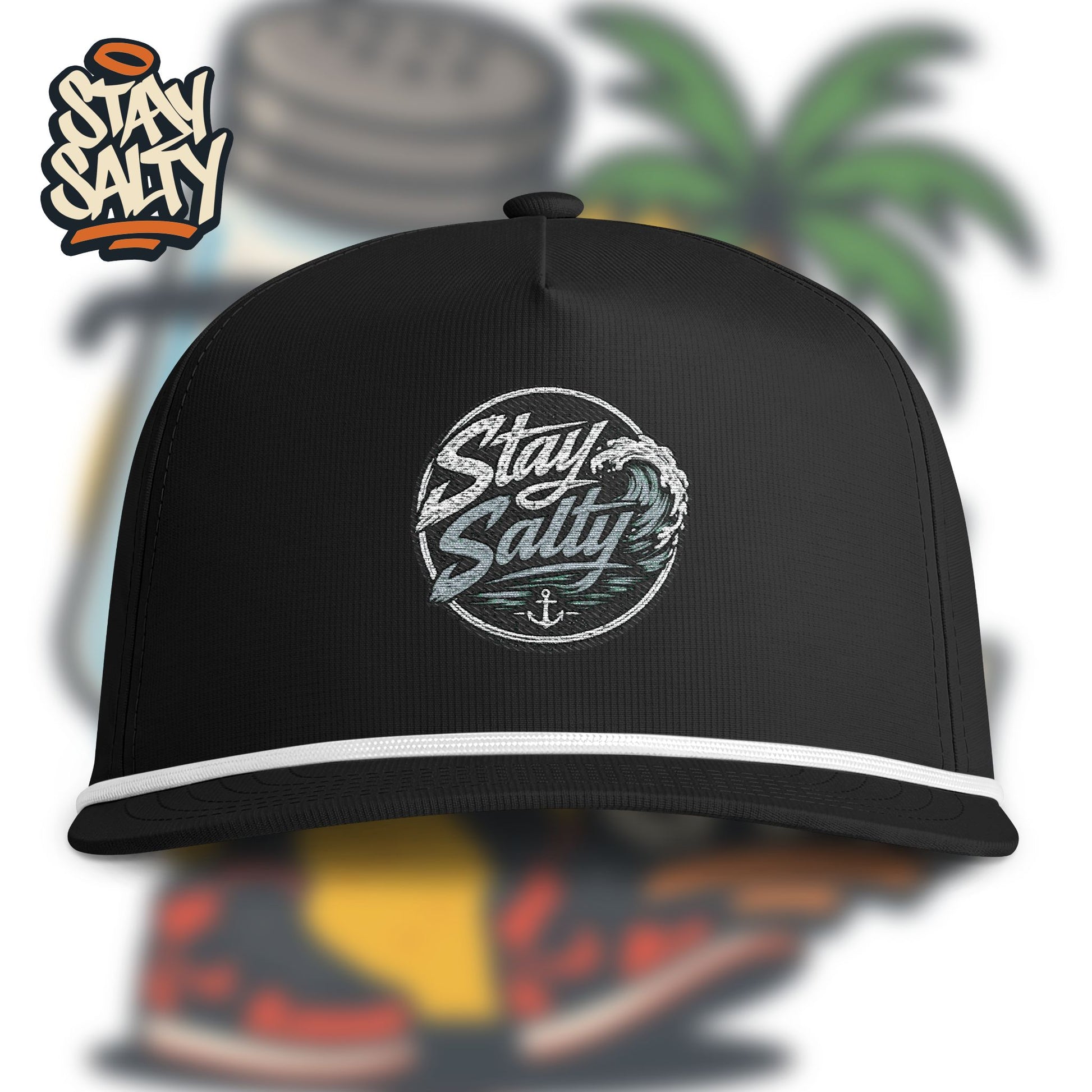 Stay Salty Rope Cap — Vintage Sunwashed Nautical Snapback Hat