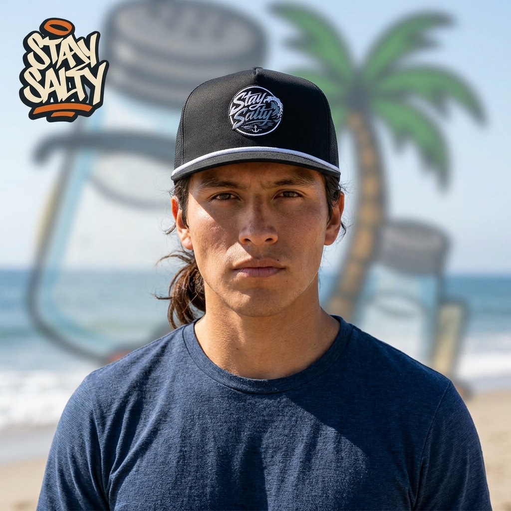 Stay Salty Rope Cap — Vintage Sunwashed Nautical Snapback Hat